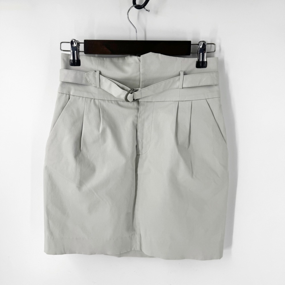 Club‎ Monaco Women Light Grey Belted Pleated Mini Skirt Size 4 00300755